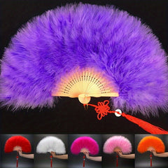 1pc Women Classical Feather Fan, Hand Fan Folding Fans for Costume Dancing Show Party Wedding Decoration