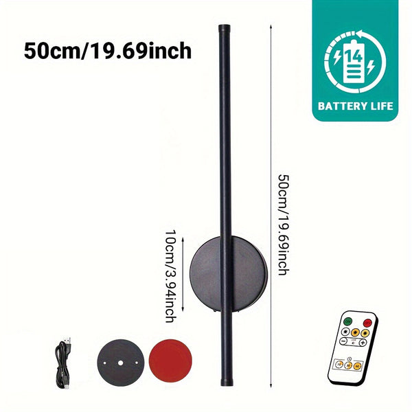 2pcs 50cm Rechargeable Wall Sconce Lights, Battery Operated Wall Lights 3 Color Temperature, Wall Lamp Dimmable Wireless with Remote Control Black for Living Room Bedroom