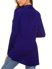Women Simple Style Cardigan, Solid Color Long Sleeve Knitwear with Pockets, S/ M/ L/ XL/ XXL