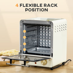 Mini Oven, 15 Litres Electric Oven and Grill with 60-230 Adjustable Temperature, 60 Minute Timer, Include Baking Tray, Wire Rack and Crumb Tray, 1000W, Cream White
