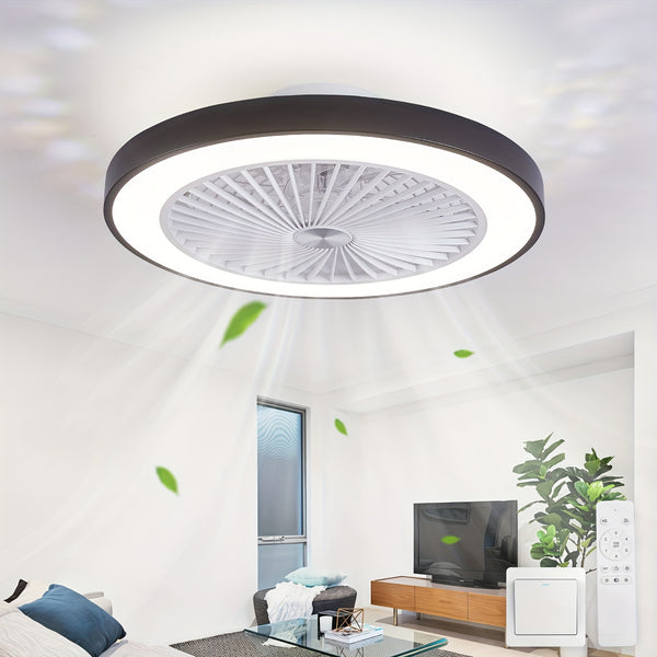 Remote-Controlled Ceiling Fan with Light, 20-Inch Slim Embedded Design, Iron Lampshade, 6-Speed, 4000 Lumens, 48W LED Fan Light, Smart Timer, Adjustable Brightness from 3000K to 6500K, Suitable for Dining Rooms And Living Rooms