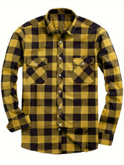 Men's 3pcs Fashion Casual Flannel Plaid Shirts for All Seasons