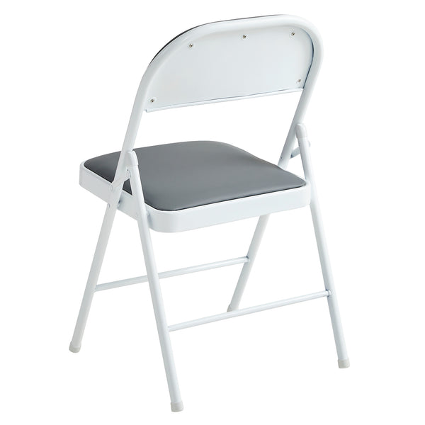 Set of 2 Folding Chairs, Faux Leather Foldable Chairs with Metal Frame and Padded Seat, Easy to Fold and Store for Home, Office, Dining and Reception