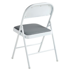 Set of 2 Folding Chairs, Faux Leather Foldable Chairs with Metal Frame and Padded Seat, Easy to Fold and Store for Home, Office, Dining and Reception