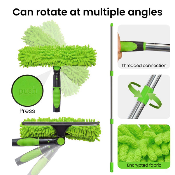 4M Window Squeegee Set Glass Cleaning Tool with Extension Poles & Washer for Indoor and Outdoor Use