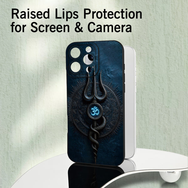 Phone Case: Hindu Trishul & Om Symbol Pattern Phone Case, for iPhone 17 Promax/Pro/ Air, 16 Plus, 15, 14 Pro Max, 13, 12, 11, Mini and Galaxy/XIAOMI.Gift for Friends, Boys, Girls or Family.