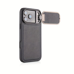 Shockproof Phone Case for iPhone 17 Pro Max Synthetic Faux Leather Cover Integrated Camera Protector Full Edge Protection Non-Slip Comfort Grip