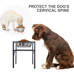 Elevated Double Dog Bowls Feeder with Stainless Steel Water and Food Dishes for Dogs, Pet Feeder, Food Bowl, Two