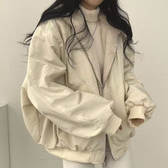 Large Size Velvet Thickened Two Sides Wear Lamb Clothes Women's Coat Winter New Zipper Hooded Coat Top
