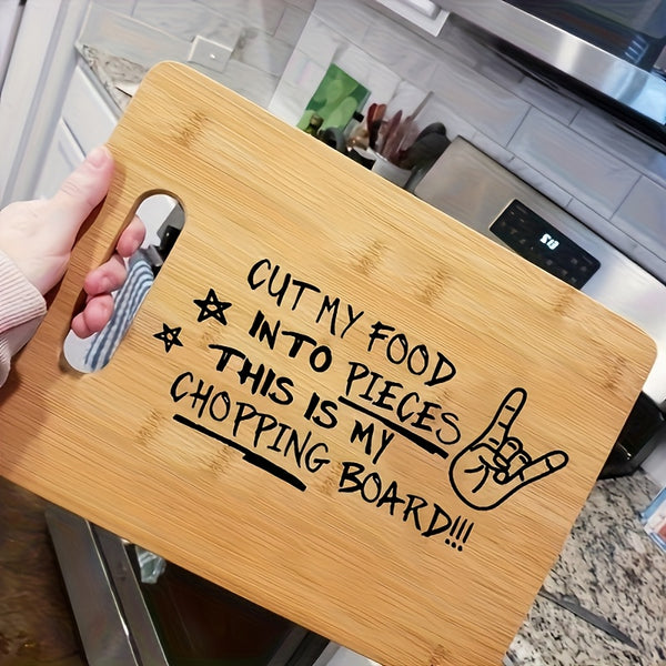 1pc Cutting Board, Chopping Board, Carved Cutting Board, Laser Carved Funny Bamboo Cutting Board, Kitchen Decoration, Creative Home Gifts For Friends, Bamboo Material, Outdoor Portable Cutting Board, Cutting Fruits And Vegetables, Double-sided Usable