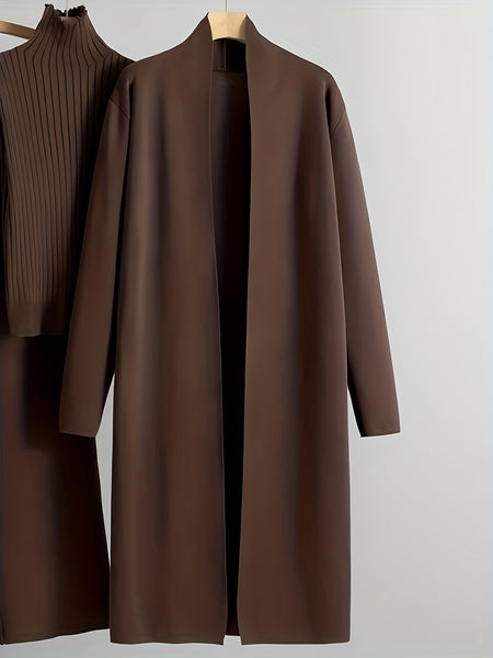 2025 newest suit high elasticity Women's loose suit, long wide-legged pants + shawl cardigan + turtleneck sweater fashion three-piece set Can be worn up to 70kg Suitable for female