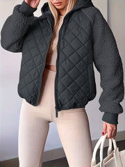 SQ25050621+Elegant Directional+Hooded Spliced Women's Padded Coat