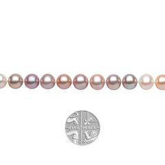 7.5Mm Cultured Freshwater Multi Colour Pearl Necklace, 18Ct Yellow Gold