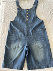 2026 Summer New Loose Casual Dungaree Overalls with Pockets, Women's Retro Denim Suspender Shorts, Fashion Versatile Jumpsuit for Daily Commute & Casual Occasions