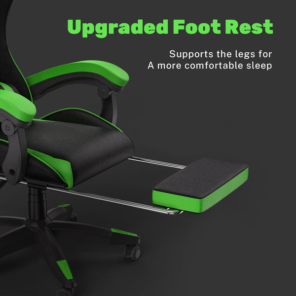 GartistGo Gaming Chair With footrest,Computer Chairs with Lumbar Cushion + Headrest, Height-Adjustable Office Chair for Adults, Girls, Boys