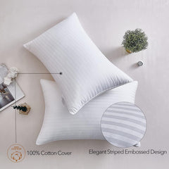 ACL Pillows 2 & 4 Pack with Stripe Cover Hotel Quality Side Sleeper Bounce Back Bed Pillows Premium Filled