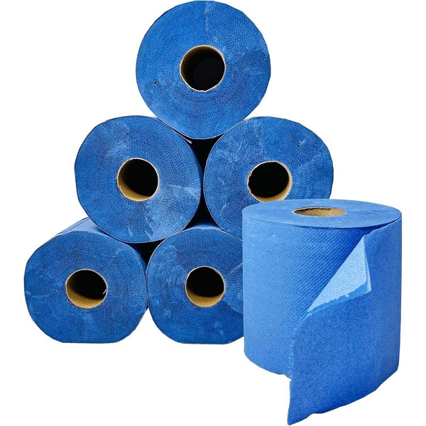 6 x Centrefeed Blue Rolls | 2 Ply Embossed Paper Towels | Strong & Absorbent | UK Supplier | Perfect for Commercial & Kitchen Use Cleaning