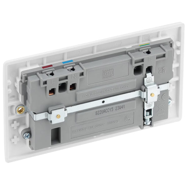 Masterplug Double 13A Switched Sockets with 15W USB a & 2X C Charger Ports, Pack of 2