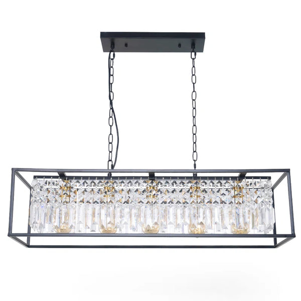 Fircrest 5-Light Island Rectangle Crystal Chandelier