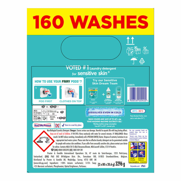 Fairy Non Bio 4 in 1 Pods, 160 Wash