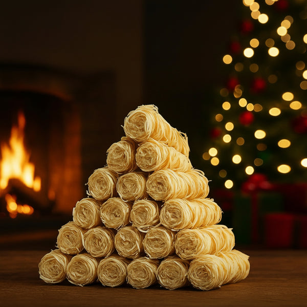 200 Pack Wood Wool Firelighters for Log Burners, BBQ & Camping Quick Light Natural Fire Starters, Clean Burning
