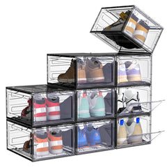 6/9/10-pack Transparent thickened shoe box with magnetic door, closet shoe box, sneaker storage box, dustproof and waterproof, stackable shoe box, upgraded sturdy shoe box, multifunctional sneaker storage box