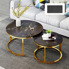Set of 2 Round Nesting Coffee Tables - Stackable Modern Side Tables for Living Room, Space-Saving Sofa End Tables, Contemporary Home Decor