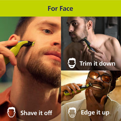 Philips Oneblade Hybrid 360 Blade Technology Electric Shaver for Face & Body, Beard Trimmer/Groomer with 3 X 360 Blade, 3 X Stubble Comb (1,3,5Mm) & 1X Body Kit, Model QP2824/31