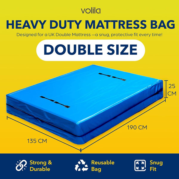 Mattress Bag for Moving - Reusable Waterproof Mattress Cover, Heavy Duty Mattress Bag for Storage and Protecting Beds from Stains, Dust, and Pests - (150gsm)