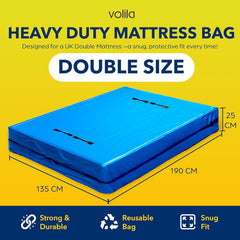 Mattress Bag for Moving - Reusable Waterproof Mattress Cover, Heavy Duty Mattress Bag for Storage and Protecting Beds from Stains, Dust, and Pests - (150gsm)