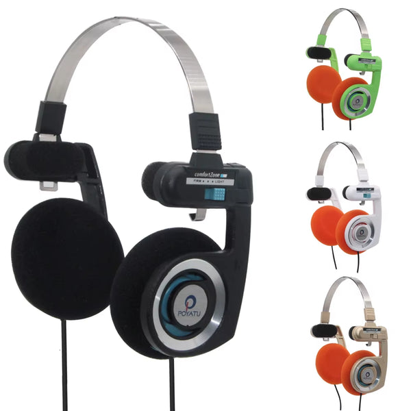 Retro Headphone with Microphone Stereo Classic Open Hifi On-Ear HD Earphones Foldable Portable Lightweight Headset