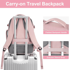 Easyjet Cabin Bag 45x36x20 Underseat, Large Capacity Travel Backpack for Women, Airline Approved Carry On Luggage Rucksack, Multifunctional Laptop Backpack with Shoe Pouch for Business, School, and Daily Commute, Pink
