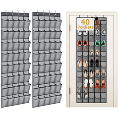 40-Tier Heavy-Duty Over-the-Door Hanging Storage Bag | FOBIANJIE Transparent Window Plastic Storage Bag with 40 Large Pockets - Space-Saving Multi-Functional Cabinet Organizer Suitable for Toys, Shoes, Clothes