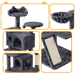 Costoffs Cat Tree, Cat Tree Tower, 145cm Multi-Level Cat Tree Tower with 2 Condos, Dangling Balls, Ladder, Sisal Scratching Posts, Round Platform, Cosy & Stable Indoor Cat Kitten Furniture, Activity Centre, Scratching Tree