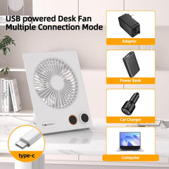 Small Desk Fan,Vemont USB Table Fan,5000Mah Rechargeable Battery Fan,180°Tilt Folding Personal Portable Fan with Remote Control,Stepless Speed Strong Wind, Silent Hanging Fans for Home Office Desktop