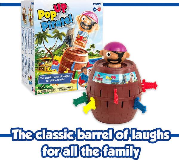 TOMY Pop up Pirate Classic Children'S Action Board Game, Family and Preschool Kids Game for Children 4, 5, 6, 7, 8 Year Old Boys Girls Adults,Packaging May Vary, Wood - Choc Brown