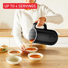 Tefal Multisoup Soup Maker, 6 Auto Programs, 1L Capacity, Smooth Soups, Chunky Soups, Smoothies, Hot Recipes, 4 People, Auto Cleaning Function, Cleaning Brush, Measuring Cup, Glossy Black, BL5628G0