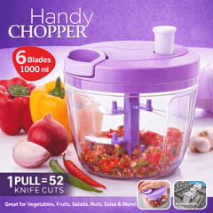 1000ml Stainless Steel Garlic Maker | Effortless Manual Food Processor & Multi-Chopper - Portable Hand Pull String Design for Quick Onion, Garlic, Vegetable, Fruit, Nut & Herb Slicing - Durable, Kitchen Essential Additions