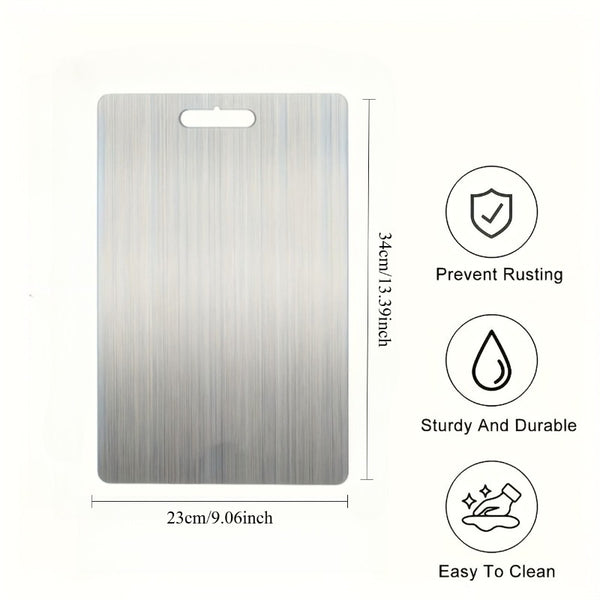 Premium Stainless Steel Chopping Board, Easy to Maintain, Dual-Sided Food-Safe Stainless Steel - Safe for Dishwashers, Versatile for Kitchen And Outdoor Cooking - Elegant, an Ideal Gift for Women During The Holidays