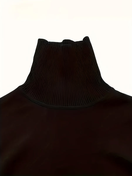[2-Pack] Autumn/Winter -Lined Thermal High-Neck Sweater, Black and White Solid Color Base Layer Knit Top, Thickened Pullover, Suitable for Outings and Travel