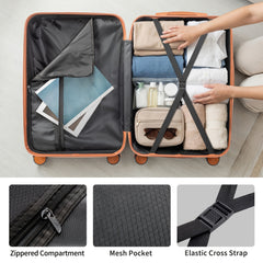 4/5pcs Hard Shell Luggage Set, Expandable & Lightweight Hardside Suitcase With 360° Spinner Wheels (12, 16, 20, 24, 28 Inch) - Stylish White Paired With Brown Luggage