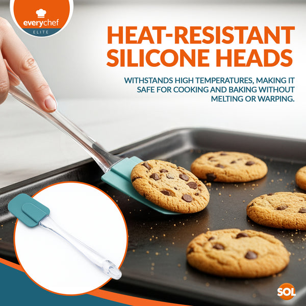 EveryChef Elite 3 Pack Rectangular Silicone Spatula Set | Heat Resistant Non Stick Kitchen Utensils | Flexible Baking & Cooking Spatulas | Durable, Dishwasher Safe Mixing Tools for Everyday Use