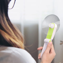 Schallen Portable Mini Folding Pocket Fan USB Rechargeable Electric Handheld Desk Fan Foldable Travel Cooling Fan with Quiet Motor Soft Blades Safe Design Lightweight Personal Fan for Home Office Desk Travel Camping Commuting Summer Cooling Fan (White Gre