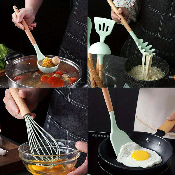 12 Silicone Kitchen Utensil Set, Non Stick Baking Cooking Utensils Cooking Spoon Tools