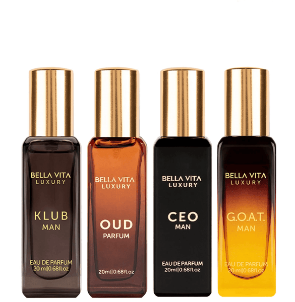 Bellavita Luxury with CEO Man, Klub, Oud, and G.O.A.T. Men Gift Set 4*20ML EDP Long Lasting Cologne perfume