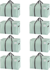 VENO 8 Pack Extra Large Moving Storage Bags with Zips, Heavy-Duty Organizer Tote, Moving Box Alternative, Packing Supply, Clothes Storage Bin, Tag Pocket for Label, Water-Resistant (Clear, 8 Pack)