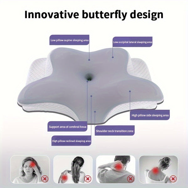 1pc Slow Rebound Cervical Pillow, Ergonomic Neck Contour Support for Side Sleep, Machine Washable Cool Soft Pillow Cover