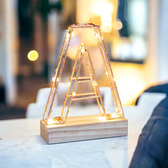 Light Up Letter | LED Alphabet Wire Frame Letter Lights | Rose Gold Copper Initials | Personalised Lighting | Battery Powered | For The Office Living Room Bedroom | Gift For Her