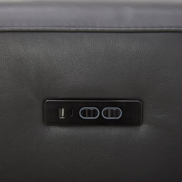 Aiden & Ivy Karson Dark Grey Leather Power Reclining Sectional Sofa