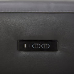 Aiden & Ivy Karson Dark Grey Leather Power Reclining Sectional Sofa